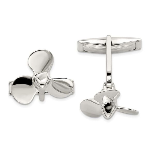 Kazi Luxury Sterling Silver Propeller Cuff Links